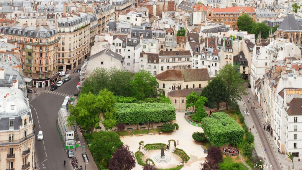 Historic Quartier Latin in Paris, featuring narrow streets, cafes, and academic institutions